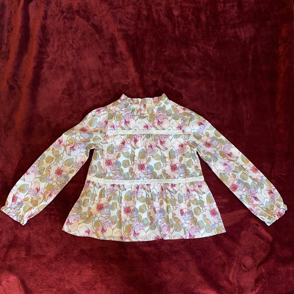 Janie and Jack Long sleeve floral print shirt